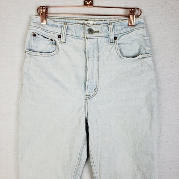 Abercrombie & Fitch 90s Straight Ultra High Rise Carpenter Jean Light Wash 26R - Picture 6 of 14